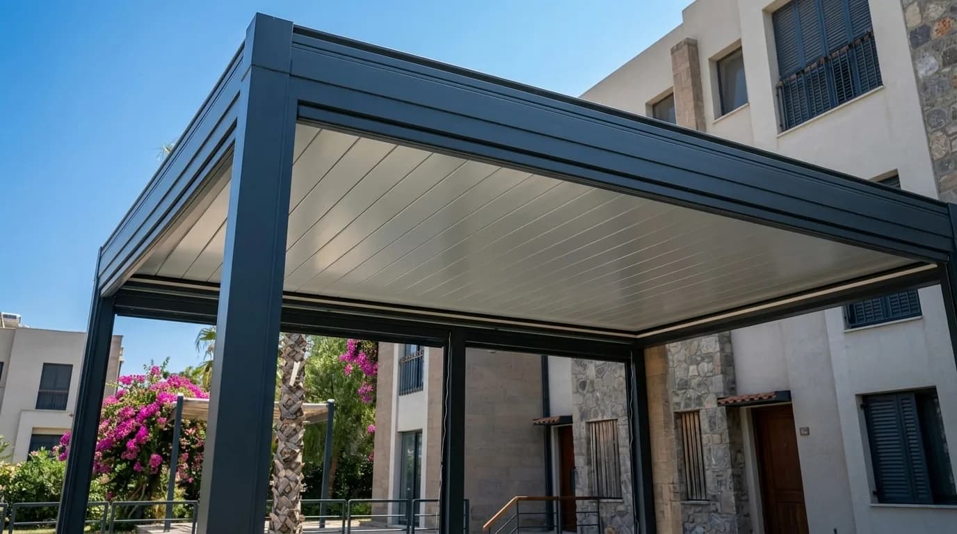 Terasta bioklimatik pergola uygulaması, proje görünümü 2