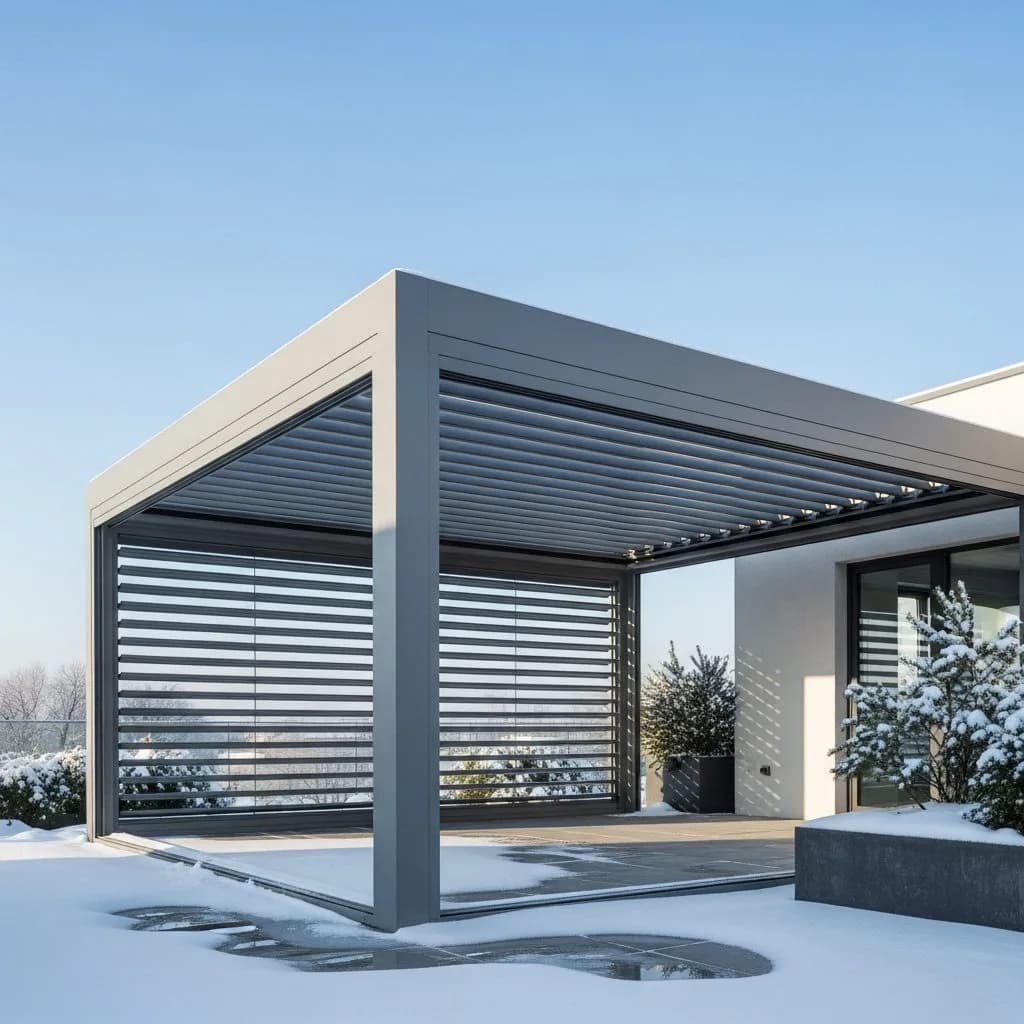 Modern dış mekânda pergola tente uygulaması, proje görünümü 9