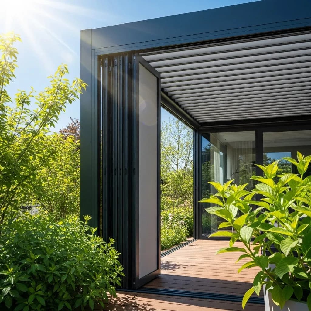 Modern dış mekânda pergola tente uygulaması, proje görünümü 10