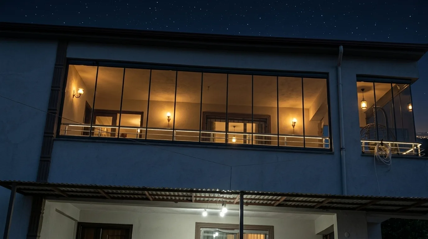 Balkonda katlanır cam balkon uygulaması, proje görünümü 8