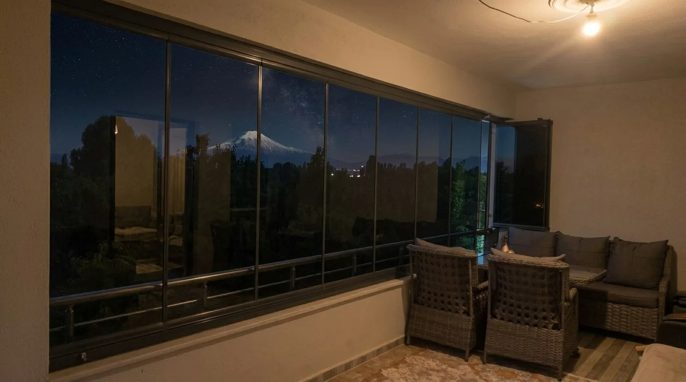 Balkonda katlanır cam balkon uygulaması, proje görünümü 9