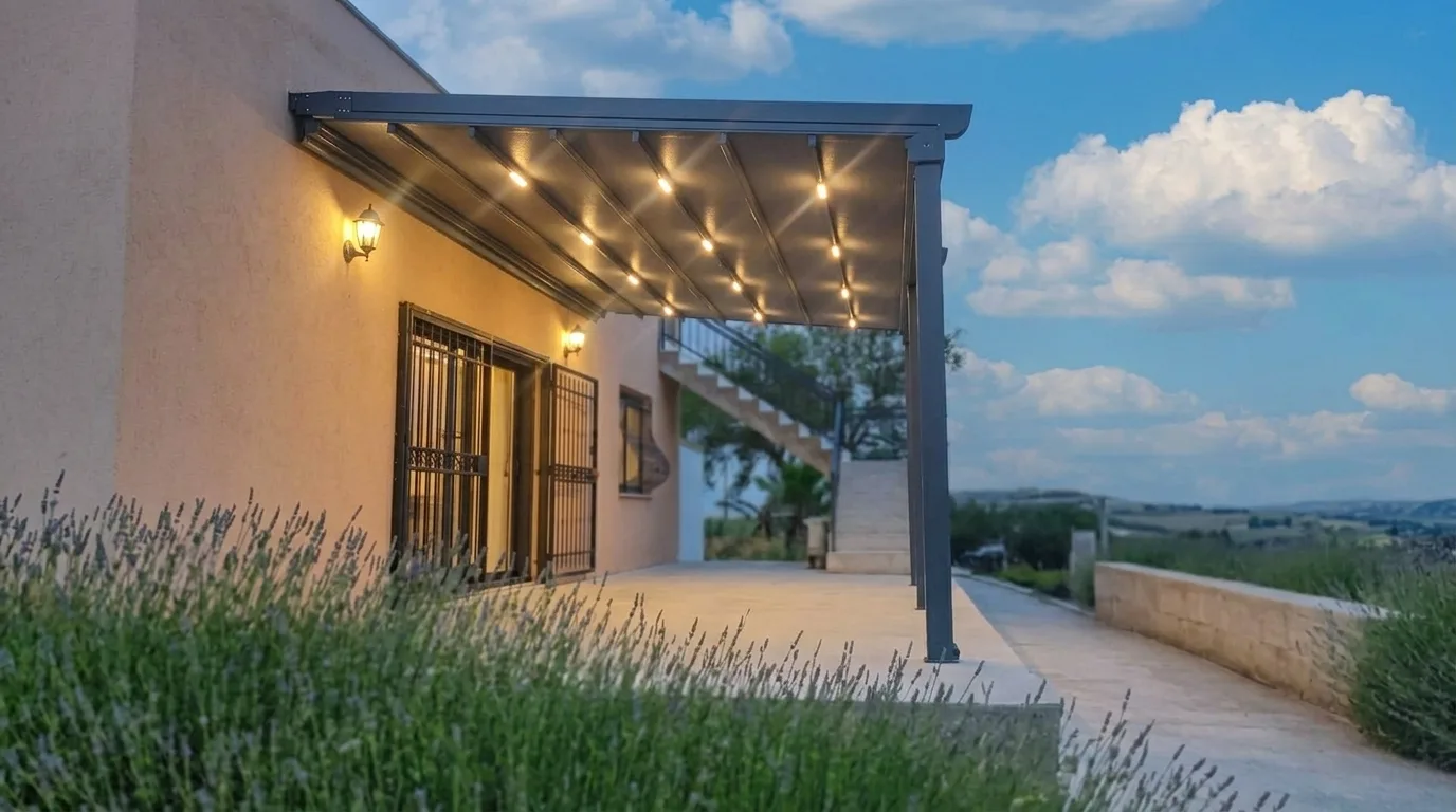 Bahçede pergola tente uygulaması, proje görünümü 5