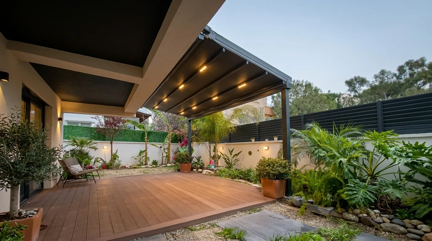 Bahçede pergola tente uygulaması, proje görünümü 30