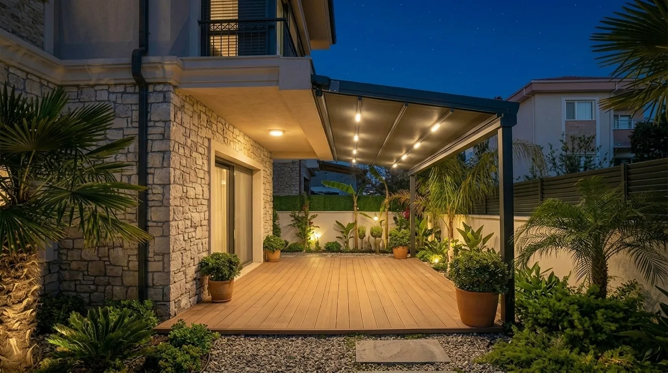 Bahçede pergola tente uygulaması, proje görünümü 31
