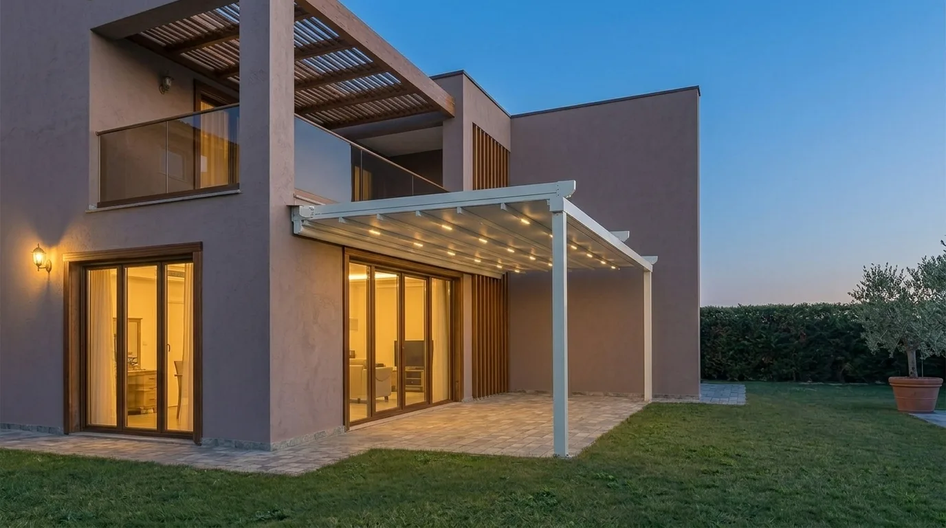 Bahçede pergola tente uygulaması, proje görünümü 34