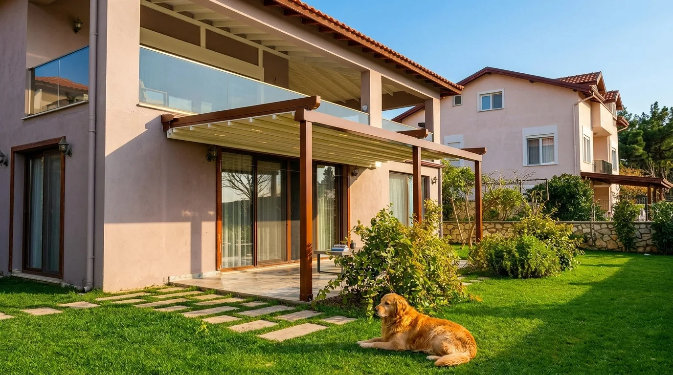 Bahçede pergola tente uygulaması, proje görünümü 35
