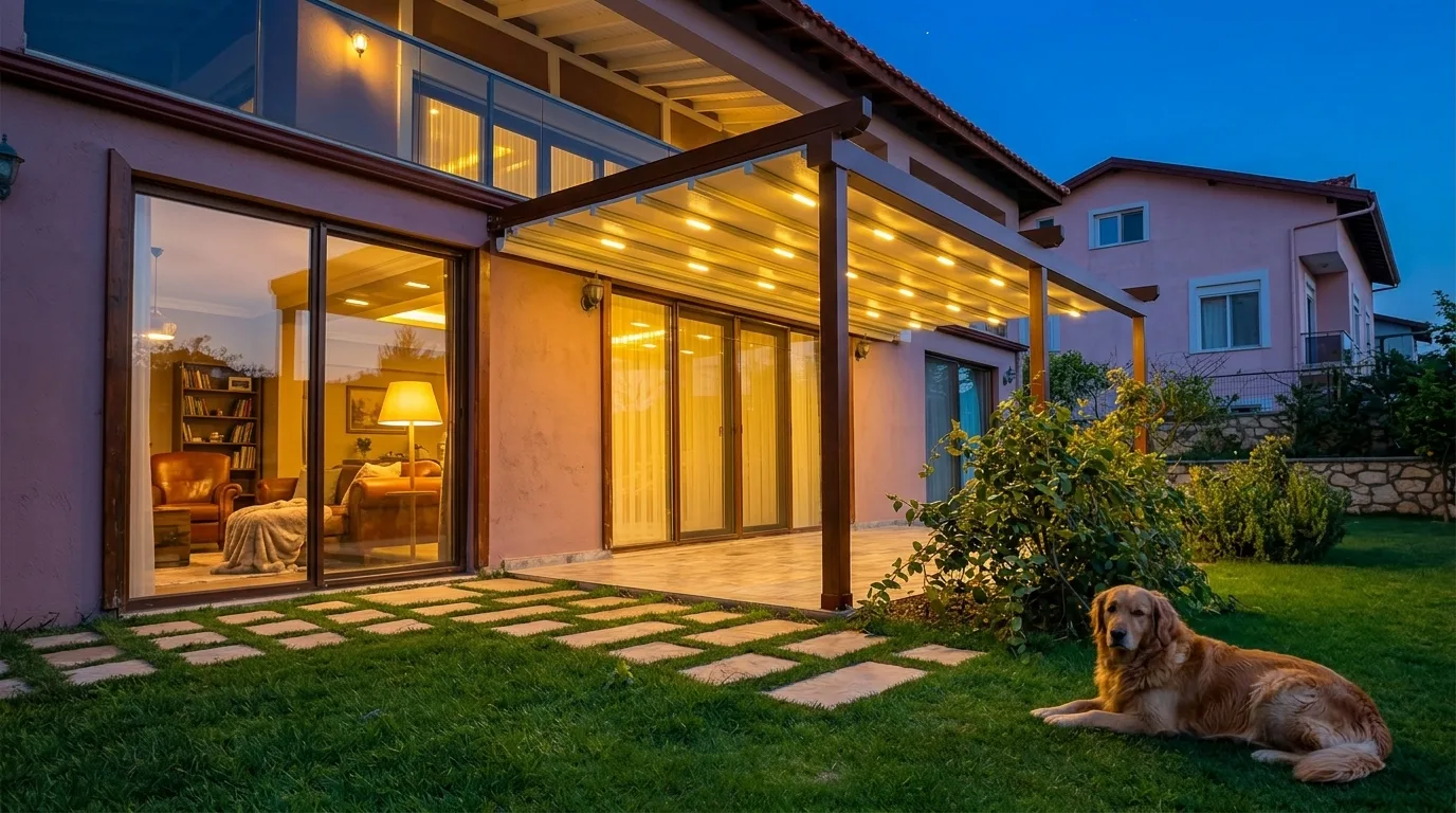 Bahçede pergola tente uygulaması, proje görünümü 36