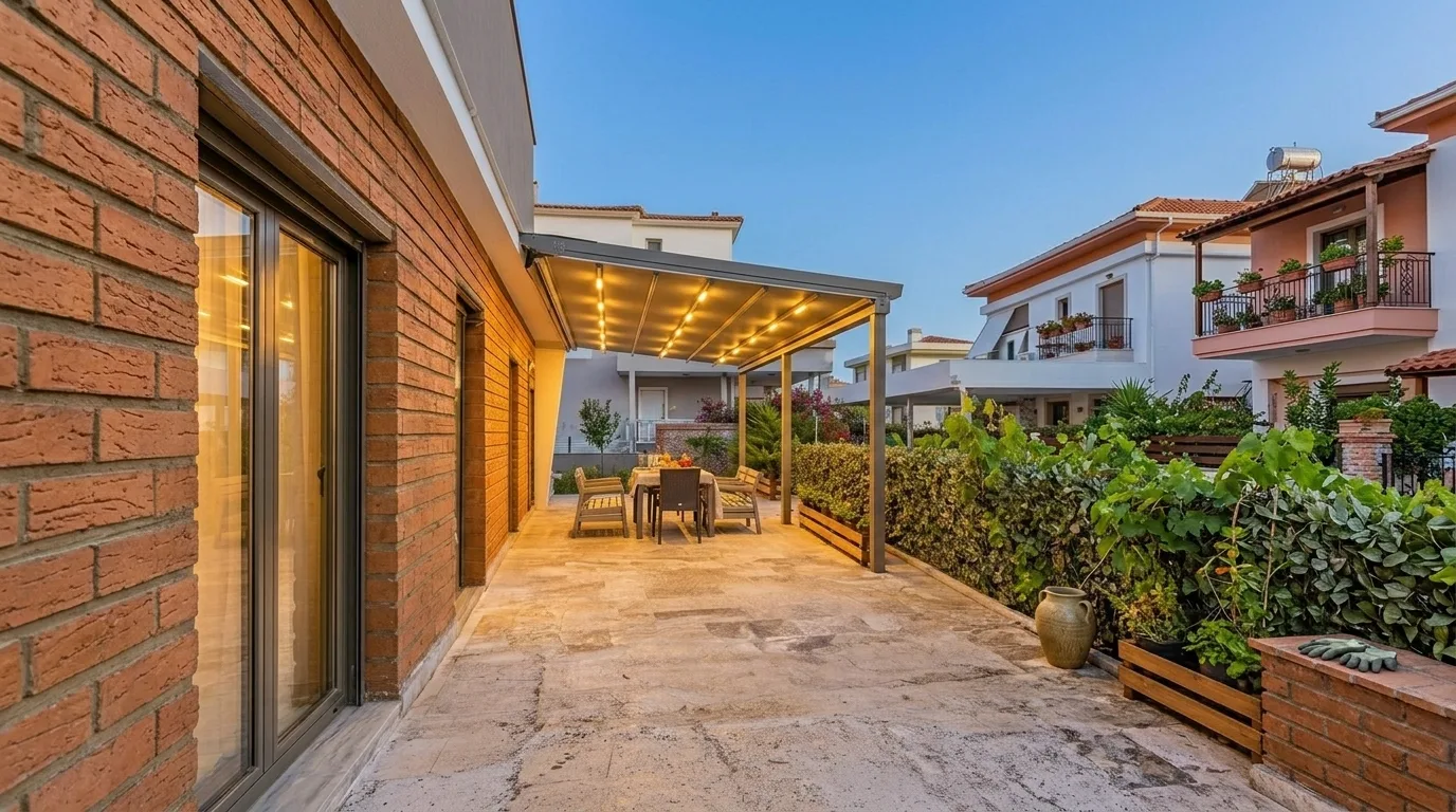 Bahçede pergola tente uygulaması, proje görünümü 40