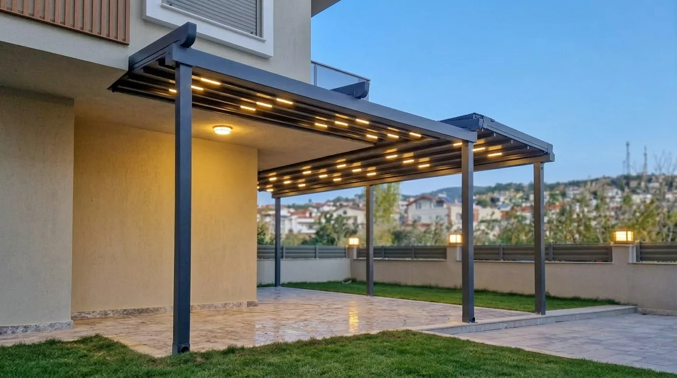 Bahçede pergola tente uygulaması, proje görünümü 41