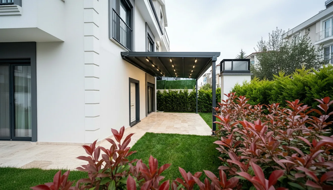 Bahçede pergola tente uygulaması, proje görünümü 45