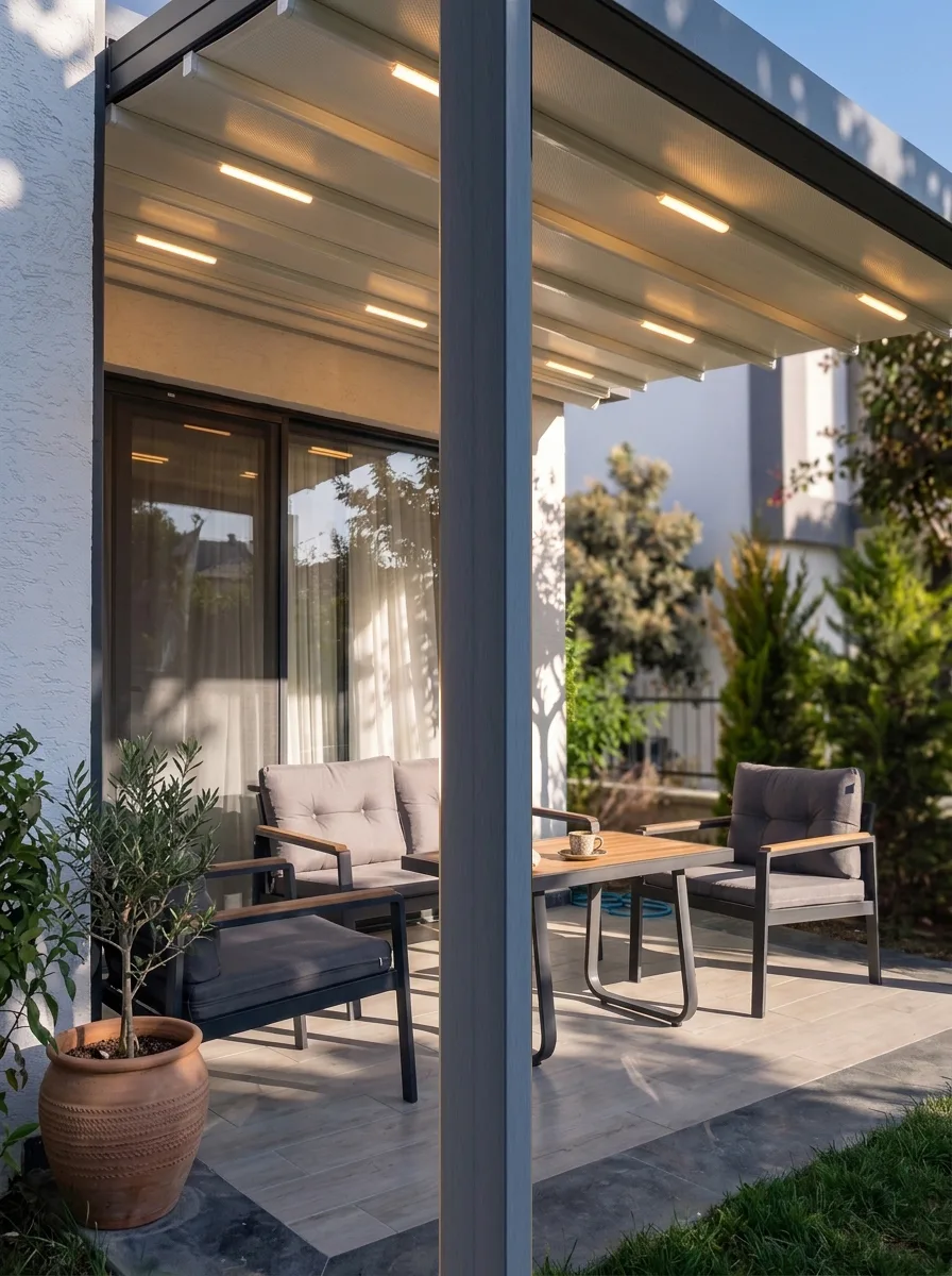 Terasta pergola tente uygulaması, proje görünümü 6