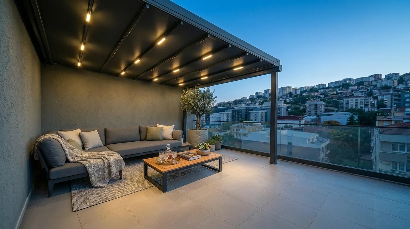 Terasta pergola tente uygulaması, proje görünümü 22