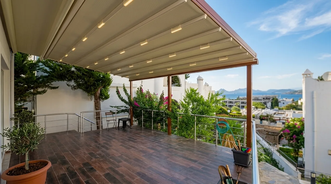 Terasta pergola tente uygulaması, proje görünümü 24