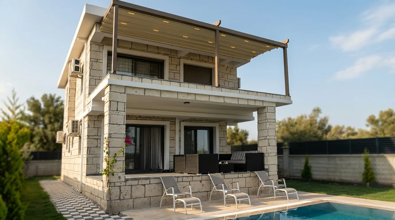 Terasta pergola tente uygulaması, proje görünümü 25