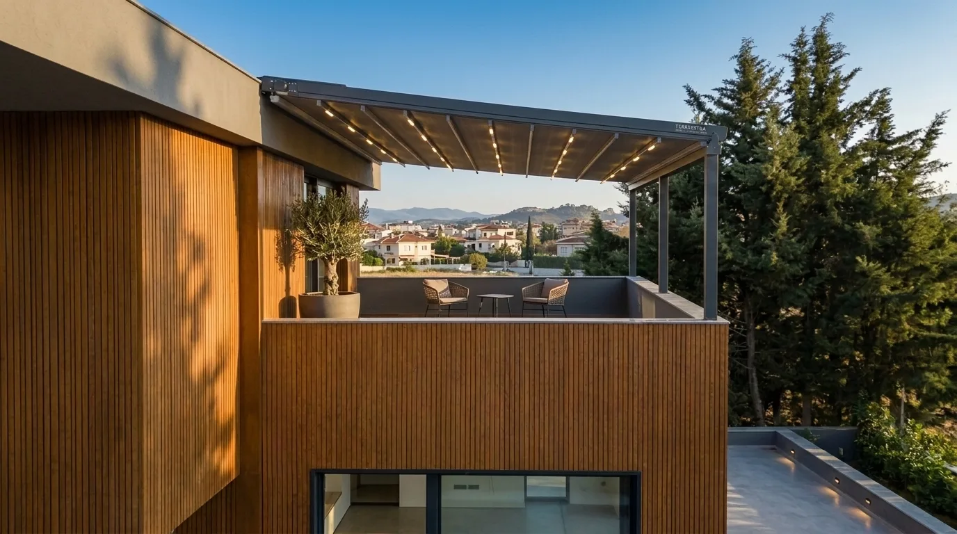 Terasta pergola tente uygulaması, proje görünümü 43
