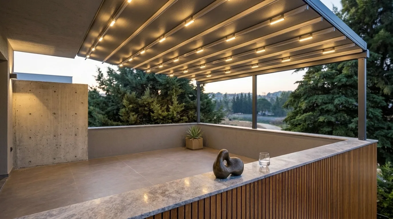 Terasta pergola tente uygulaması, proje görünümü 44