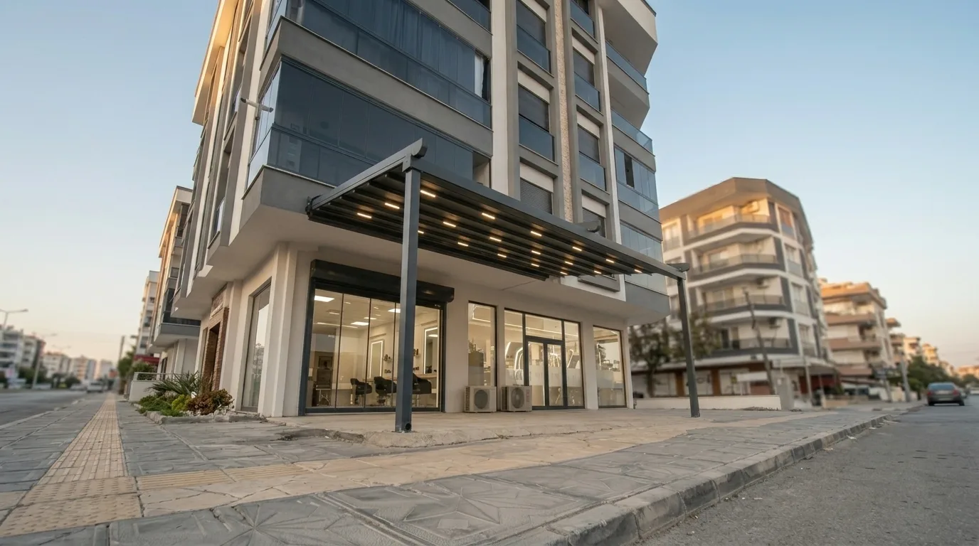 Ticari alanda pergola tente uygulaması, proje görünümü 3